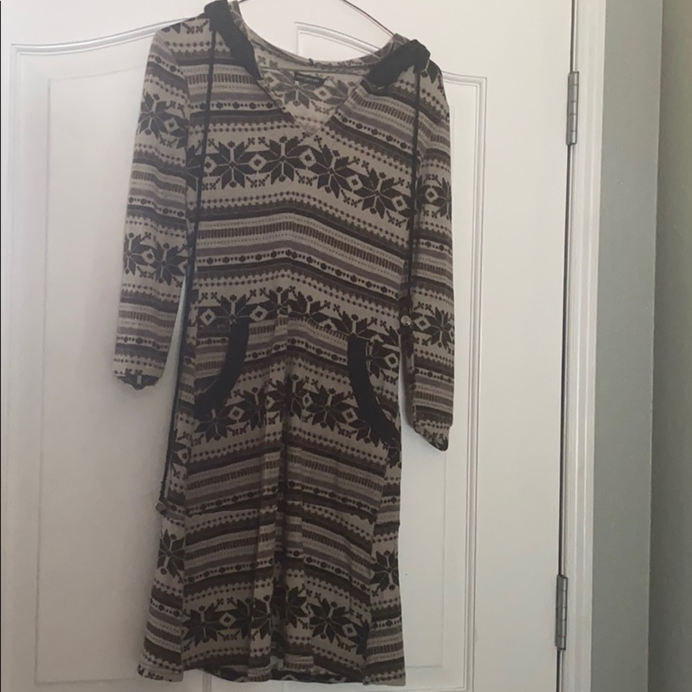 Earth Bound Trading Fair Isle Print Hoodie Dress